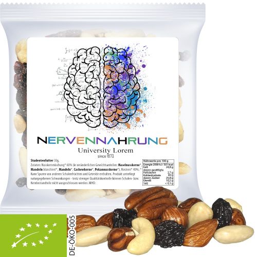 Organic trail mix, ca. 30g, express maxi bag with label