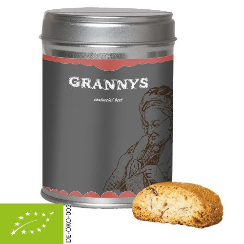 Organic cantuccini, ca. 50g, dual tin with label