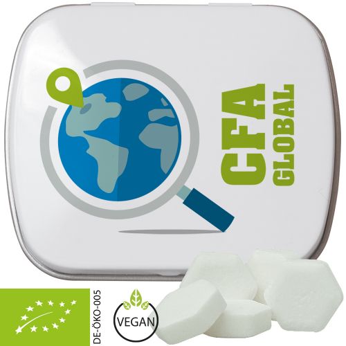 Organic dextrose orange, ca. 20g, mint tin white