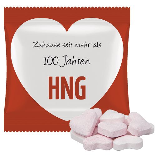 Fizzy hearts mix strawberry and wild cherry, ca. 10g, mini bag