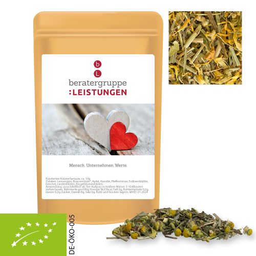 Organic herbal tea herbal fantasy, ca. 12g, mini stand up pouch with label