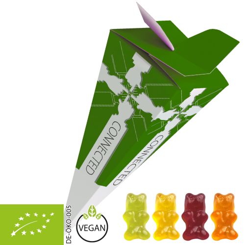 Organic gummy bears without gelatine, ca. 30g, present pyramid
