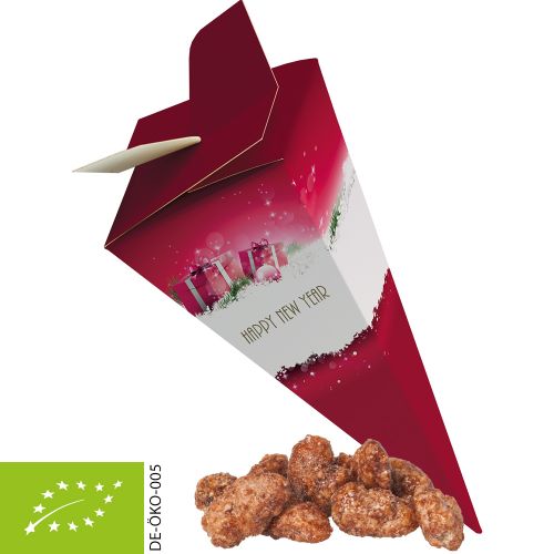 Organic burnt almonds, ca. 30g, present pyramid