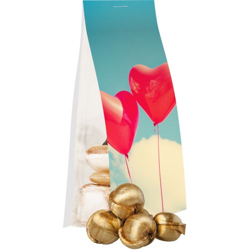 Golden nuts candy, ca. 40g, express pouch with promotional flyer