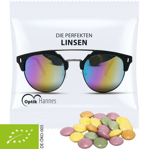 Organic coloured chocolate lentils, ca. 7g, mini bag