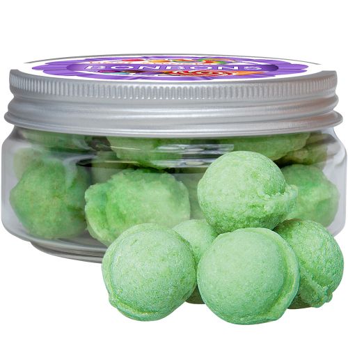 Fizzy waldmeister candy, ca. 70g, mini sweet jar with label