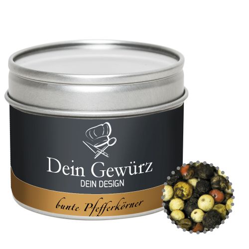 Colorful pepper whole, ca. 55g, metal tin with window with label