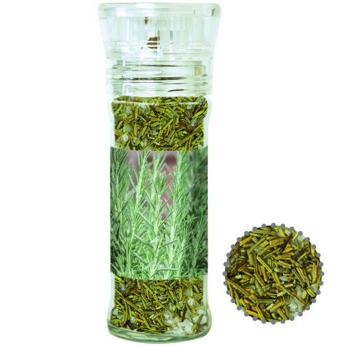 Rosemary salt, ca. 65g, transparent spice mill with label