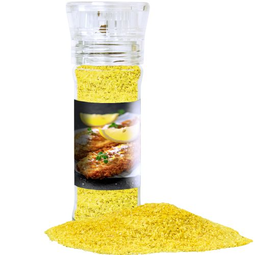 Lemon salt, ca. 80g, transparent spice mill with label