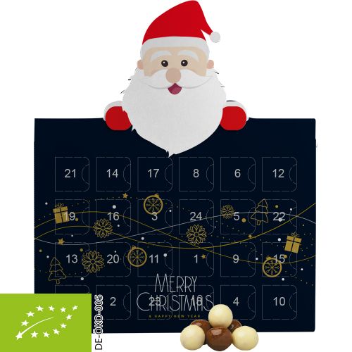 Organic choco crispy balls, ca. 50g, advent calendar mini santa clause