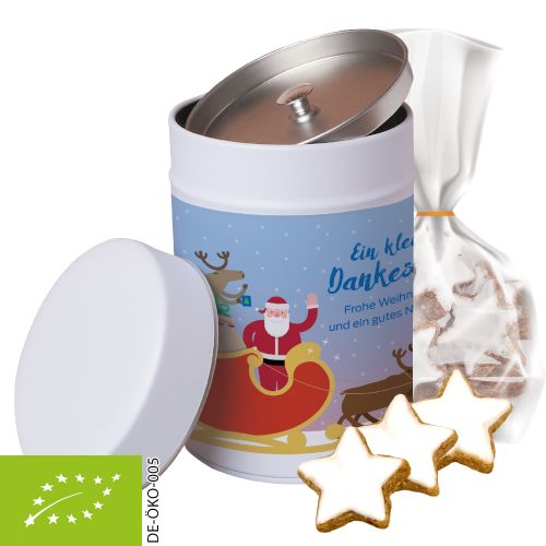 Organic cinnamon stars, ca. 100g, pouch in metal tin maxi with label