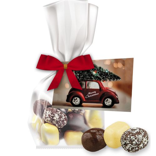 chocolate coconut cubes mix, ca. 35g, express flat bag with advertising card