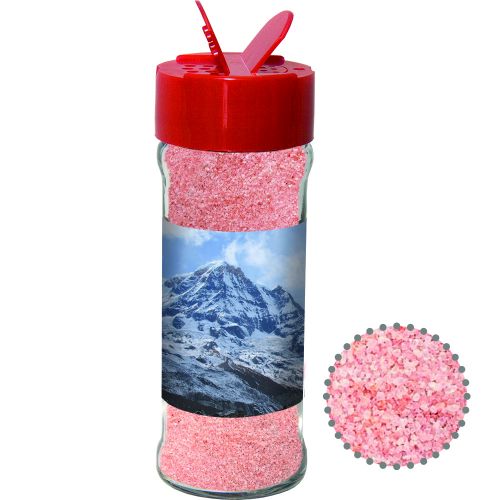 Pink crystal salt, ca. 80g, spice shaker with label