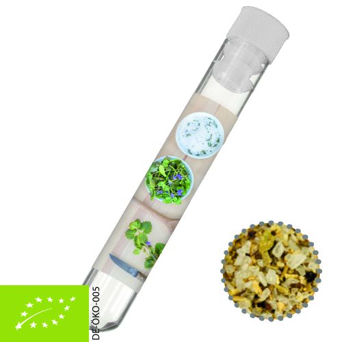 Organic herb salt, ca. 9g, test tube with label