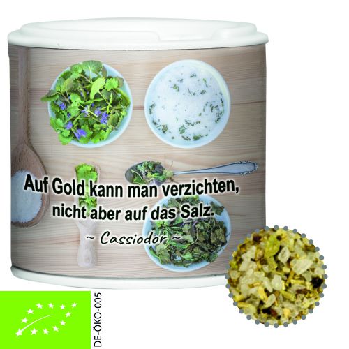 Organic herb salt, ca. 30g, cardboard spice shaker with label