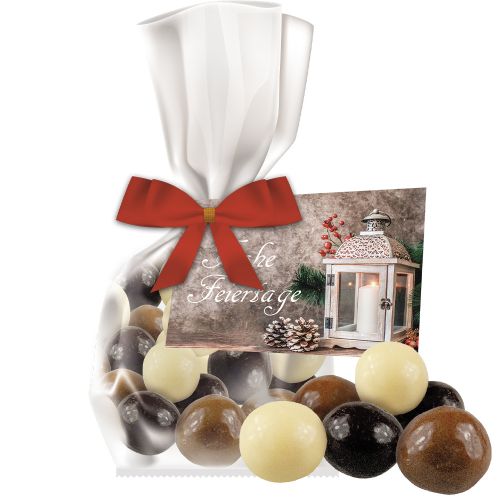choco crispy balls, ca. 20g, express flat bag with advertising card