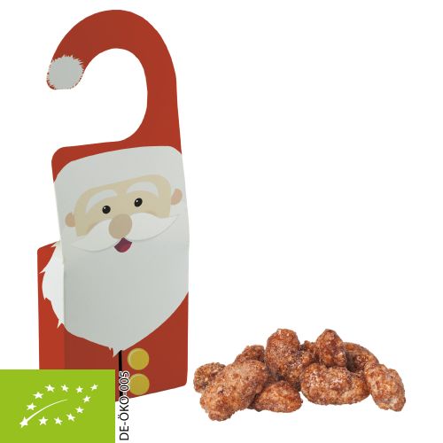 Organic burnt almonds (vegan), ca. 15g, door hanger folded box