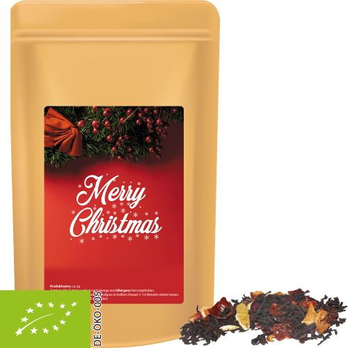 Organic Christmas black tea, ca. 55g, midi stand up pouch with label