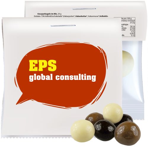 Choco crispy balls, ca. 20g, express maxi bag with promotional flyer