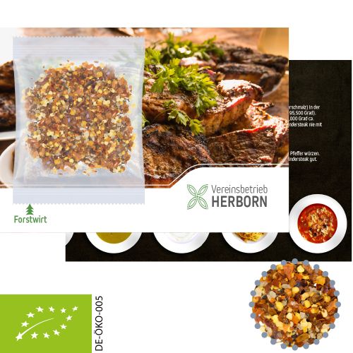 Organic fire and flame spice, ca. 10g, express promotional card A6 with print