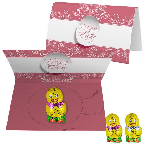 Chocolate chicken mix, ca. 6g, express promotional card with print