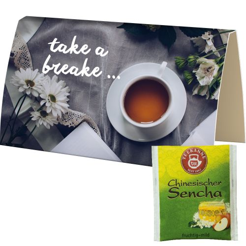 Bag of tea Chinese Sencha, ca. 1,75g, express promotional card with print