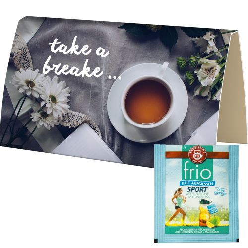 Sports tea bag, apple lemon + magnesium, ca. 2,5g, express promotional card with print