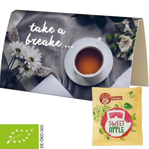 Organic bag of tea Sweet Apple, ca. 2,5g, express promotional card with print