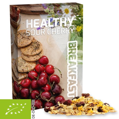 Organic muesli sour cherry (vegan), ca. 50g, folding box