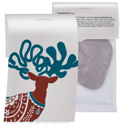 filled chocolate ginger hearts, ca. 12g, express flowpack with promotional flyer