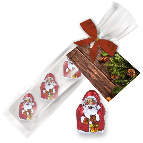 chocolate mini Santa Claus, ca. 20g, express present-stick with advertising card