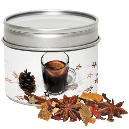 mulled wine spice, ca. 30g, metal tin with window with label