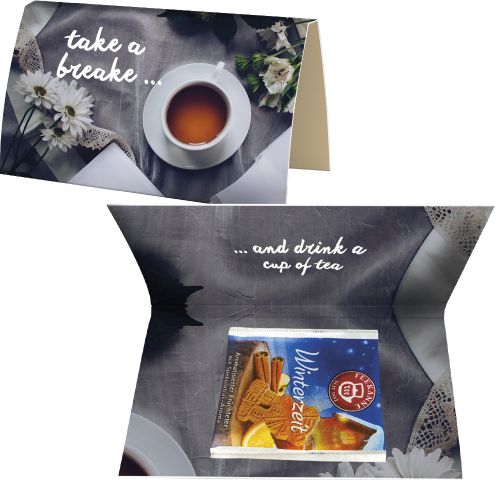 Tea bag winter time, ca. 3g, express promotional card with print