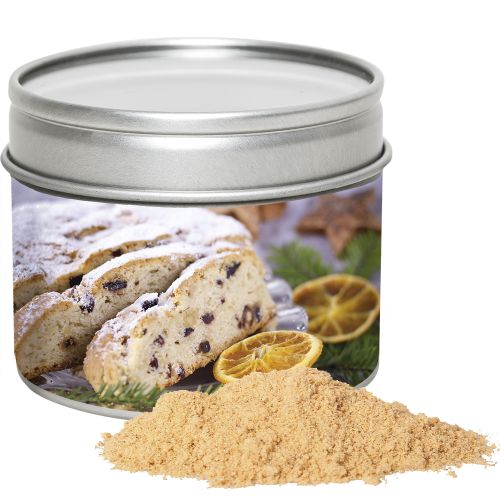 spice mix stollen, ca. 70g, metal tin with window with label