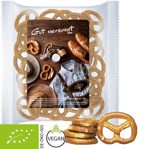 Organic mini pretzels (vegan), ca. 30g, express maxi bag with label