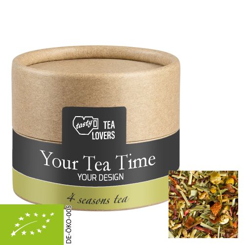 Organic herbal tea four seasons, ca. 9g, cardboard can mini
