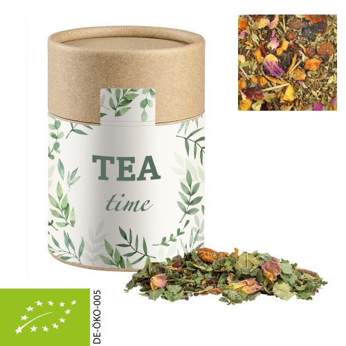 Organic herbal tea happiness, ca. 40g, cardboard can midi