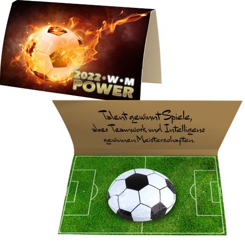 Chocolate footballs, ca. 13g, express promotional card folded with print