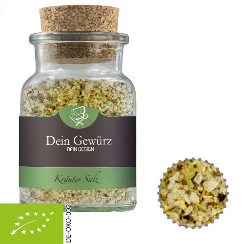Organic herb salt, ca. 80g, cork glass with label