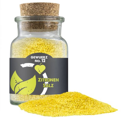Lemon salt, ca. 135g, cork glass with label