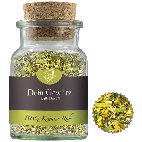 BBQ herbal rub, ca. 50g, cork glass with label