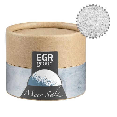 Sea salt, ca. 75g, biodegradable eco cardboard can mini with label