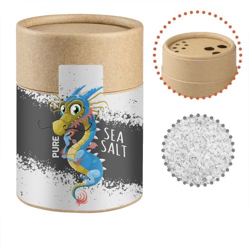 Sea salt, ca. 135g, biodegradable eco cardboard shaker with label