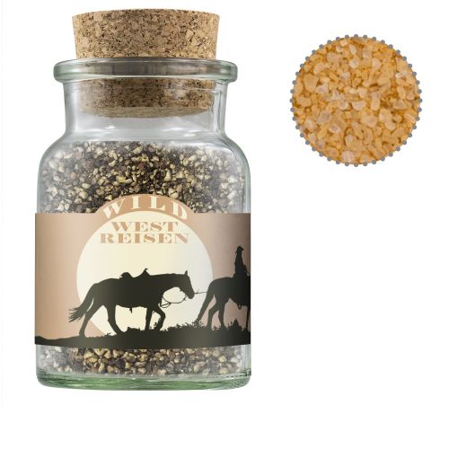 Smoke salt coarse, ca. 130g, cork glass with label