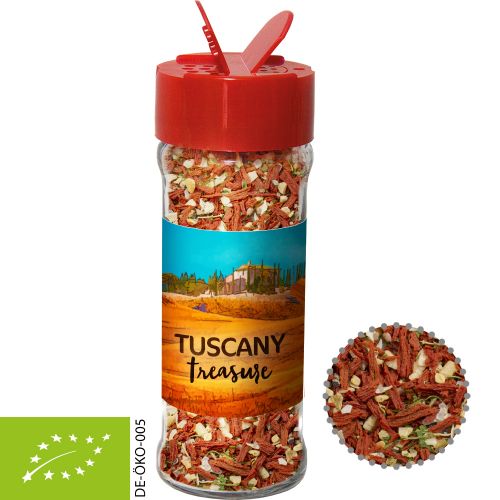 Organic tuscan bruschetta, ca. 35g, spice shaker with label