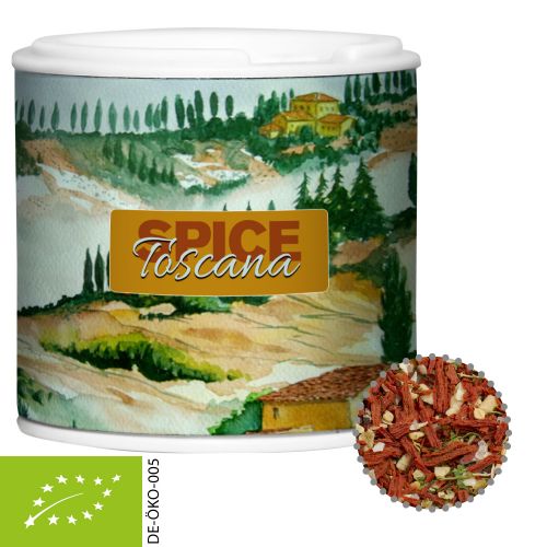 Organic tuscan bruschetta, ca. 20g, cardboard spice shaker with label