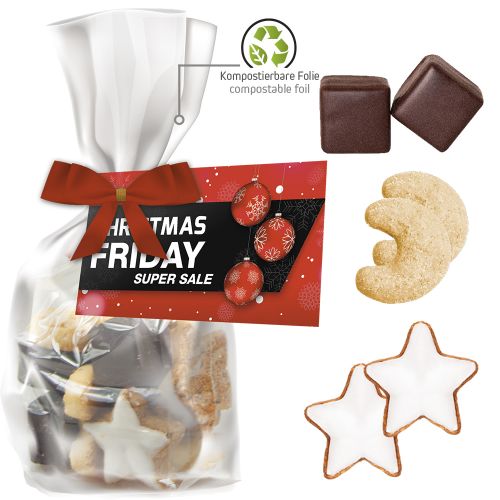 Christmas biscuit mix, ca. 115g, express midi stand up pouch with bow with advertising card