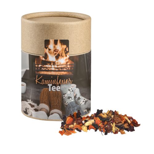 Fireplace tea, ca. 60g, biodegradable eco cardboard can midi with label