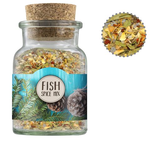 Christmas spice mix fish, ca. 60g, cork glass with label