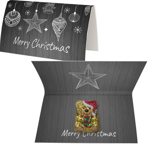 Chocolate Christmas bear, ca. 7g, express promotional card with print